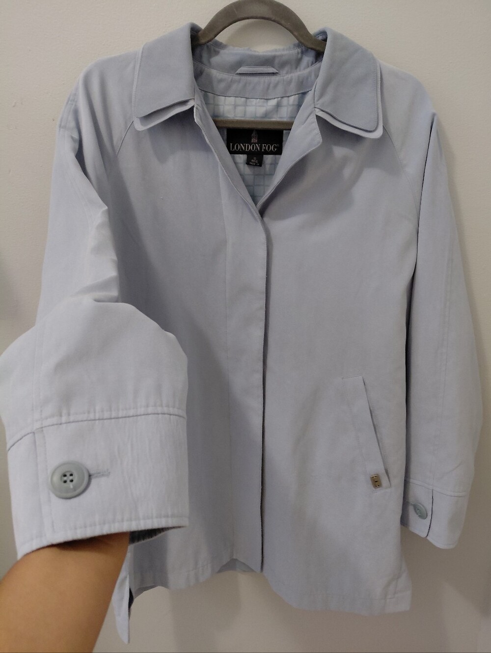 London Fog Sky Alice Blue Trench Coar Jacket Size S